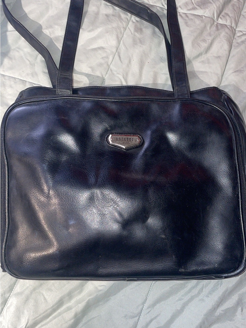 Rosetti Black Leather Laptop Shoulder Bag
